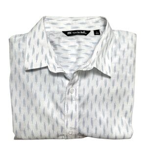 Travis Mathew L White Cotton Print Short Sleeve Button Down Shirt